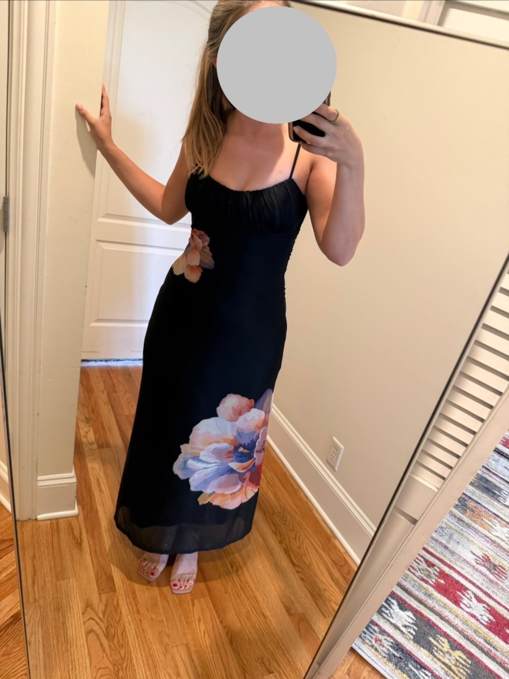Mesh Midi Black Floral Dress